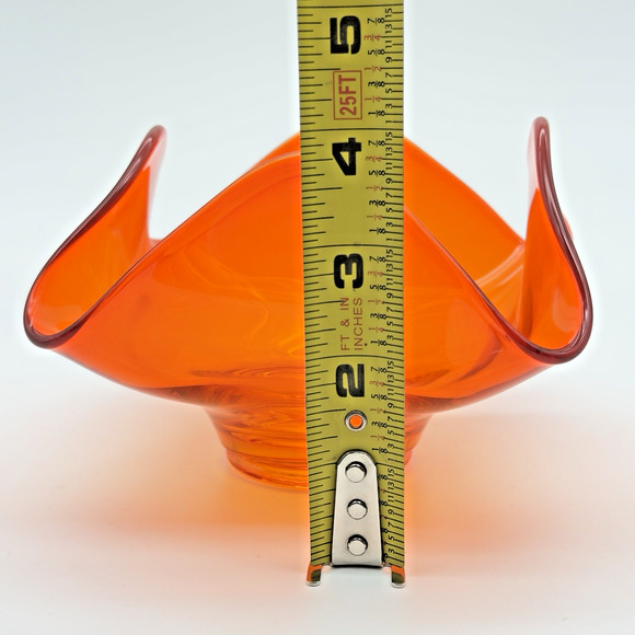 Vintage Viking Persimmon Orange Bon Bon Bowl Handkerchief Trinket Candy Dish MCM - Picture 6 of 6